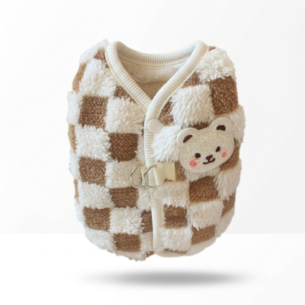 GuardiPaws™ Velari™ Checkered Sherpa Vest Brown