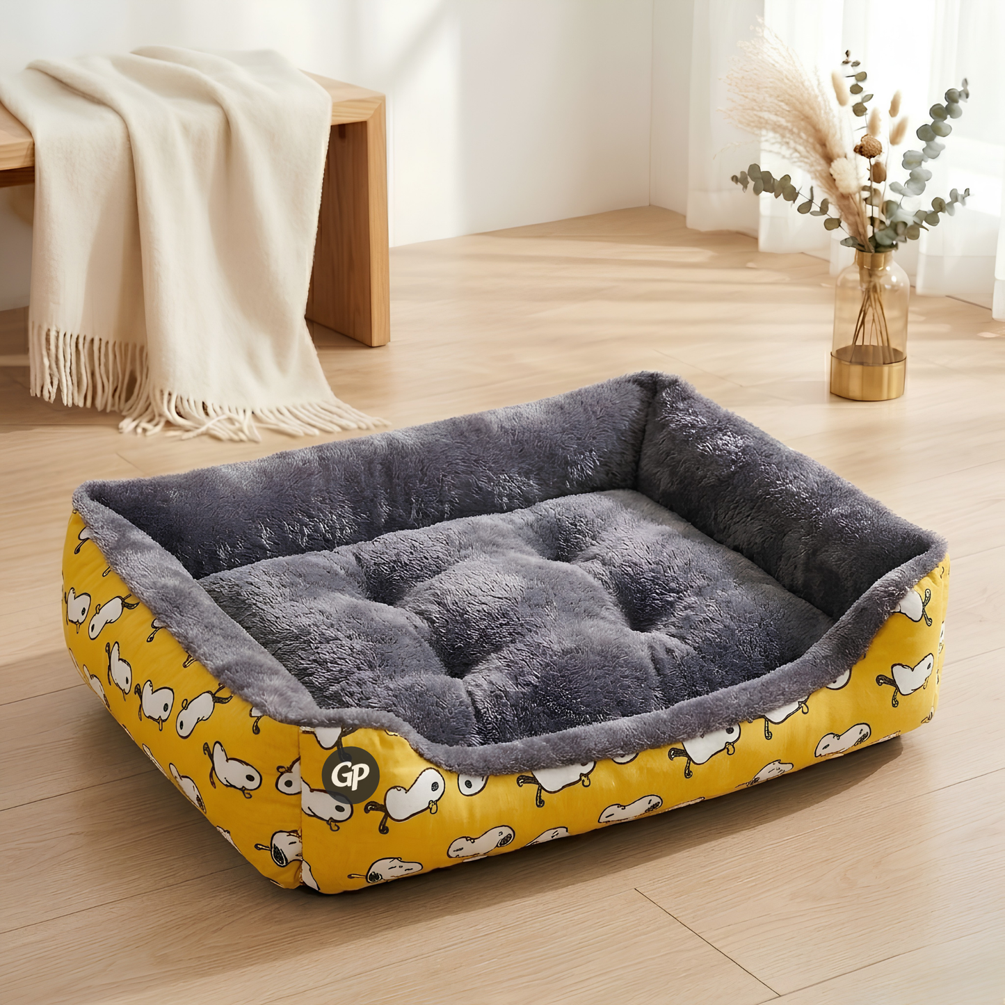 GuardiPaws™ Snugl™ Airo Luxe Dog Bed Yellow