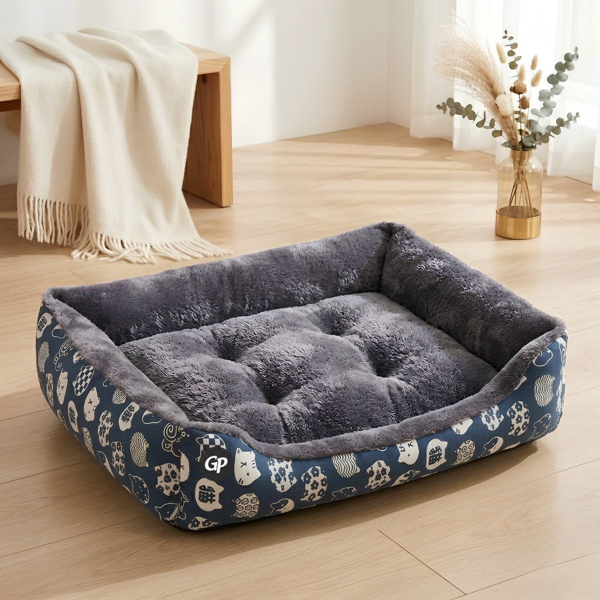 GuardiPaws™ Snugl™ Airo Luxe Dog Bed Blue