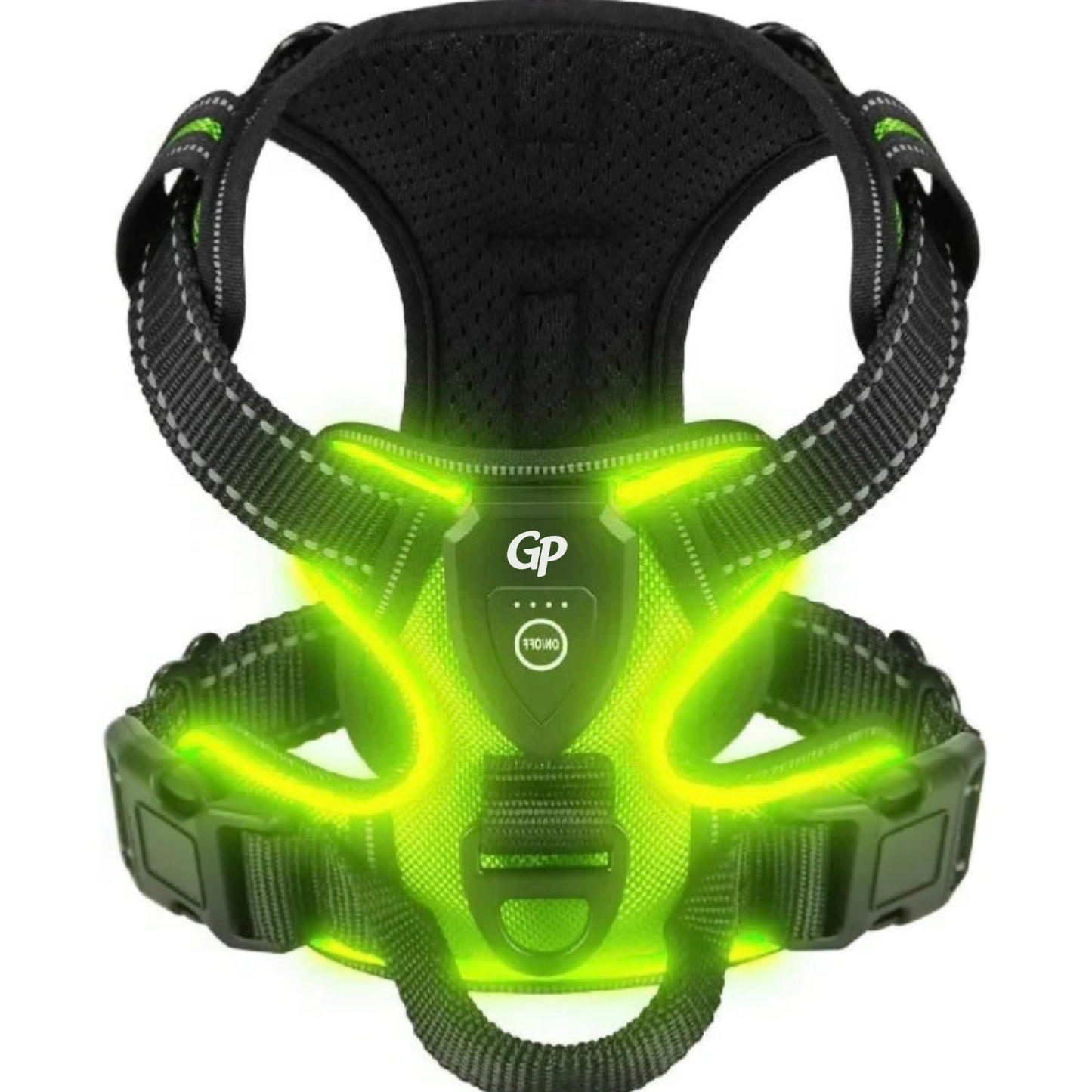 GuardiPaws™ Vanta X™ Illuminate Dog Harness Green